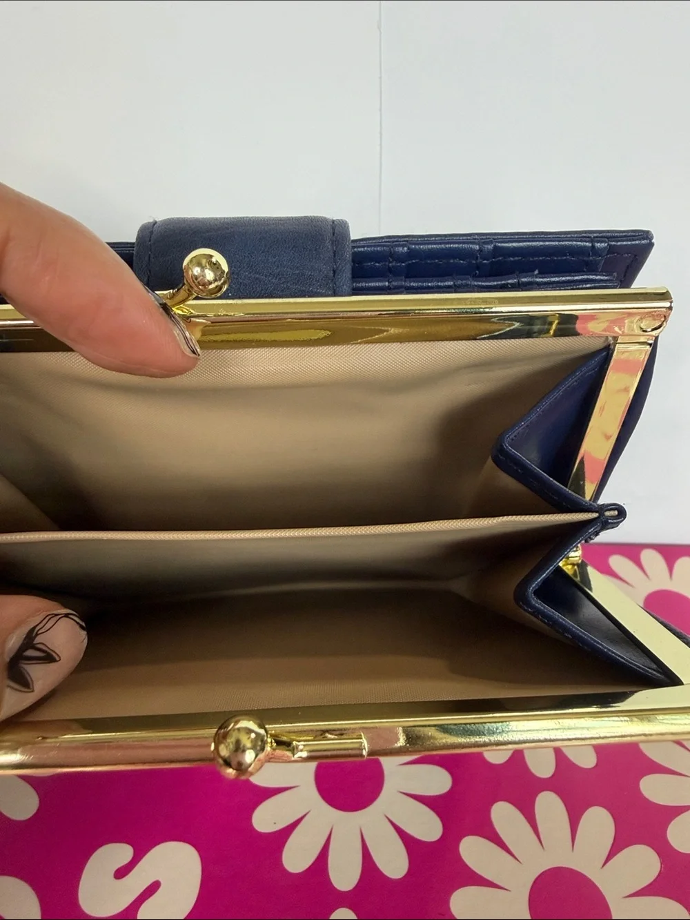 Buxton Navy Faux‎ Leather Snap-Closure Wallet